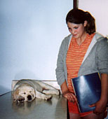 Emily and puppy at the vet