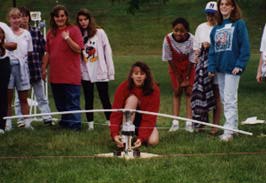 photo of girls testing their catapults